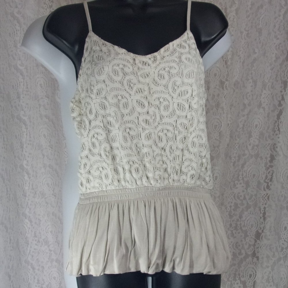 Express Natural Knit Top Peplum Bottom Size M